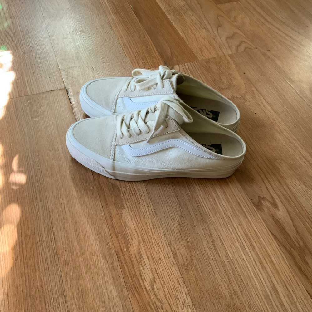 Vans premium old skool mule rio turtle dove mule sneakers, size 7
